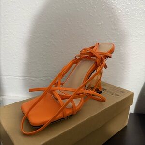 Orange Strappy Women's Heels